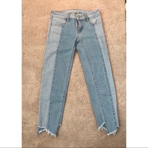 American Eagle Two-Toned Crop Jeans